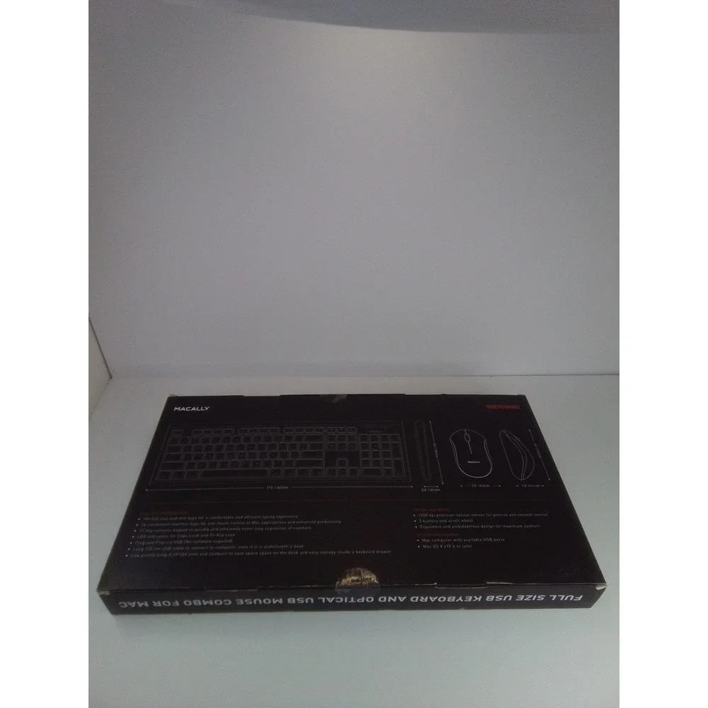 Macally QKEYCOMBO Full Size Wired USB Keyboard and Optical Mouse Combo for Mac